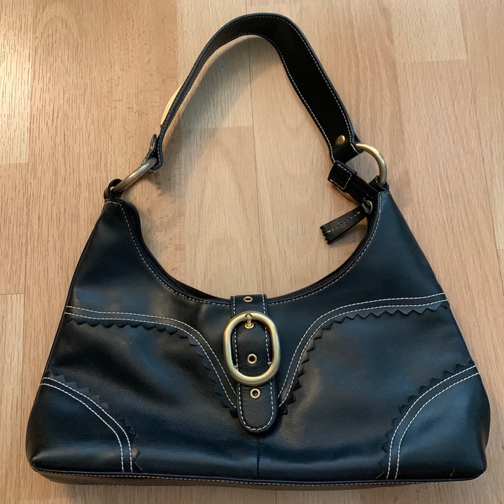 Anne Klein Black Leather Shoulder Bag